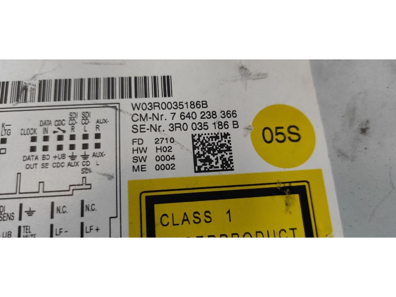 Recambio de sistema audio / radio cd para seat exeo st (3r5)(2009>) 2.0 tdi referencia OEM IAM 3R0035186B  