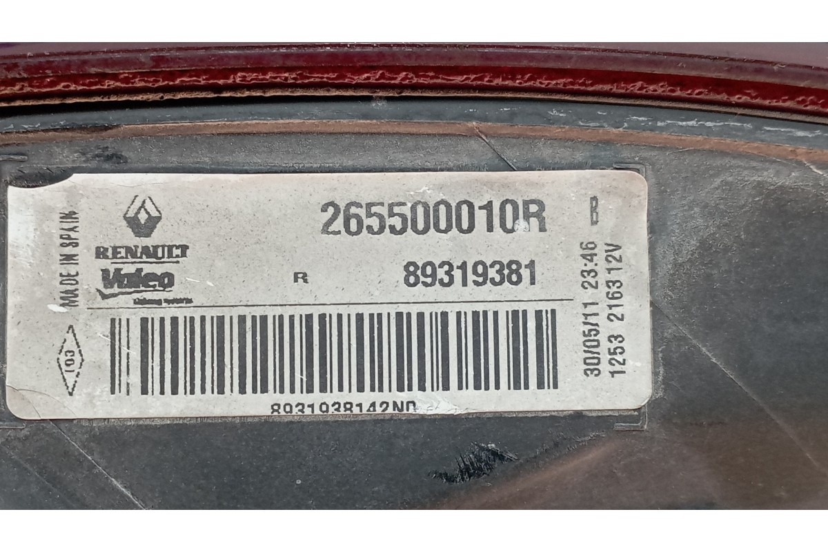 Recambio de piloto trasero derecho para renault megane iii sport tourer 1.9 dci referencia OEM IAM 265500010R  