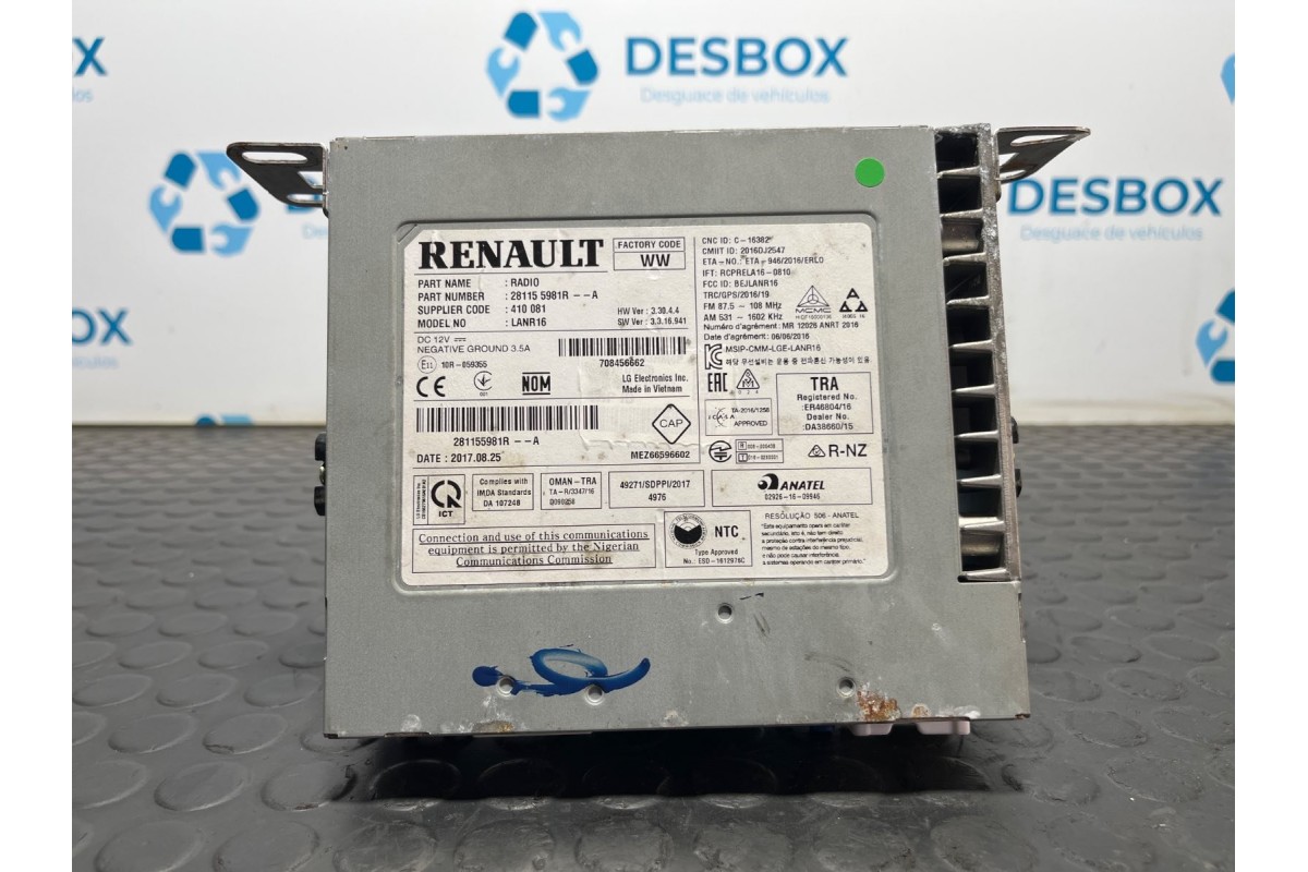 Recambio de sistema audio / radio cd para renault megane iv berlina 5p 1.5 dci referencia OEM IAM 281155981RA  
