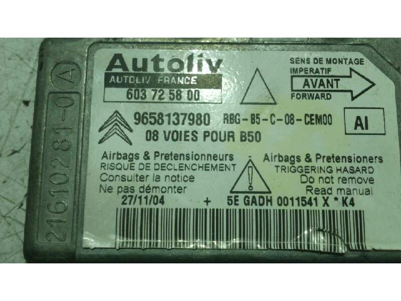 Recambio de centralita airbag para citroen c4 berlina 1.6 hdi cat (9hy / dv6ted4) referencia OEM IAM 9658137980  