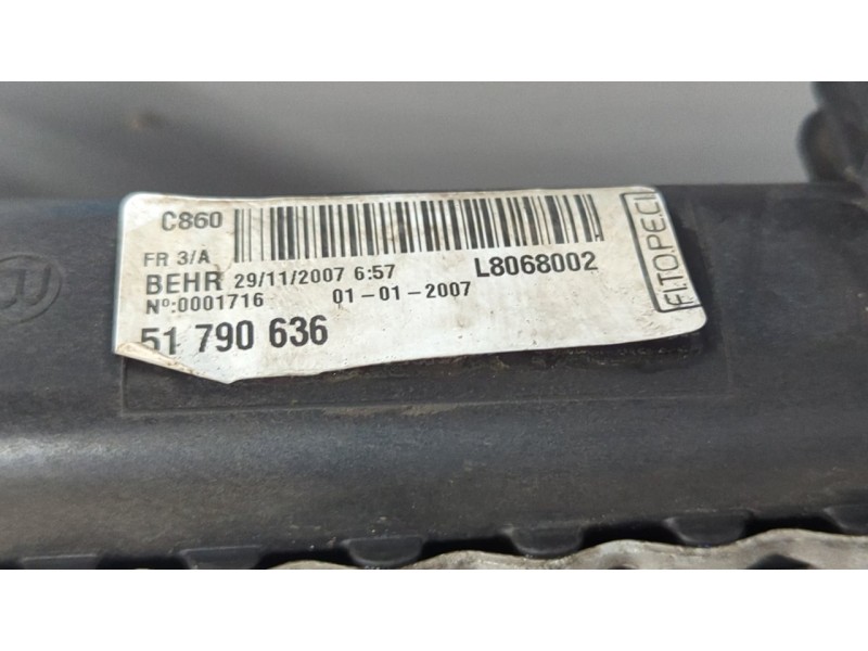 Recambio de radiador agua para fiat fiorino 1.3 16v m-jet cat referencia OEM IAM 51790636  