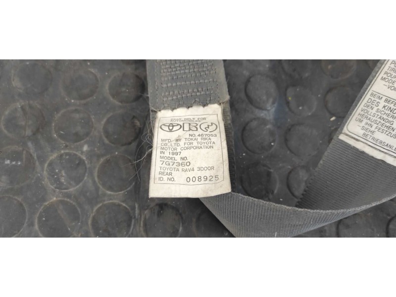 Recambio de cinturon trasero derecho para toyota rav 4 funcruiser (a1) 2.0 16v cat referencia OEM IAM 7G7360  
